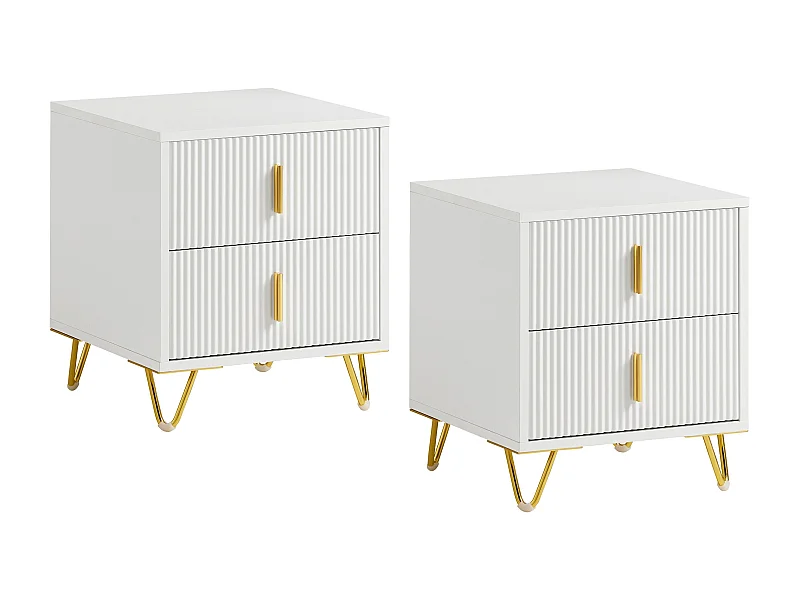 SoBuy Szafka nocna z dwiema szufladami Biały 63x46.5x47.3cm Funkcjonalny FBT115-WX2