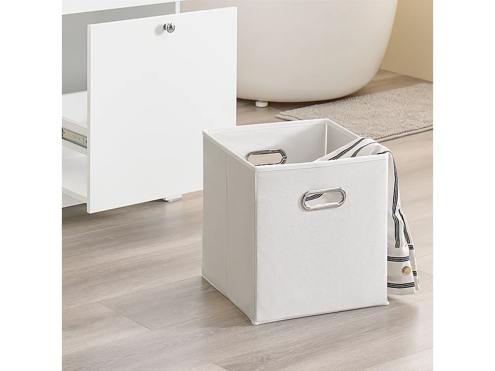 SoBuy Mobile portabiancheria con 2 cassetti Bianco 78x38x90cm Moderno BZR213-W