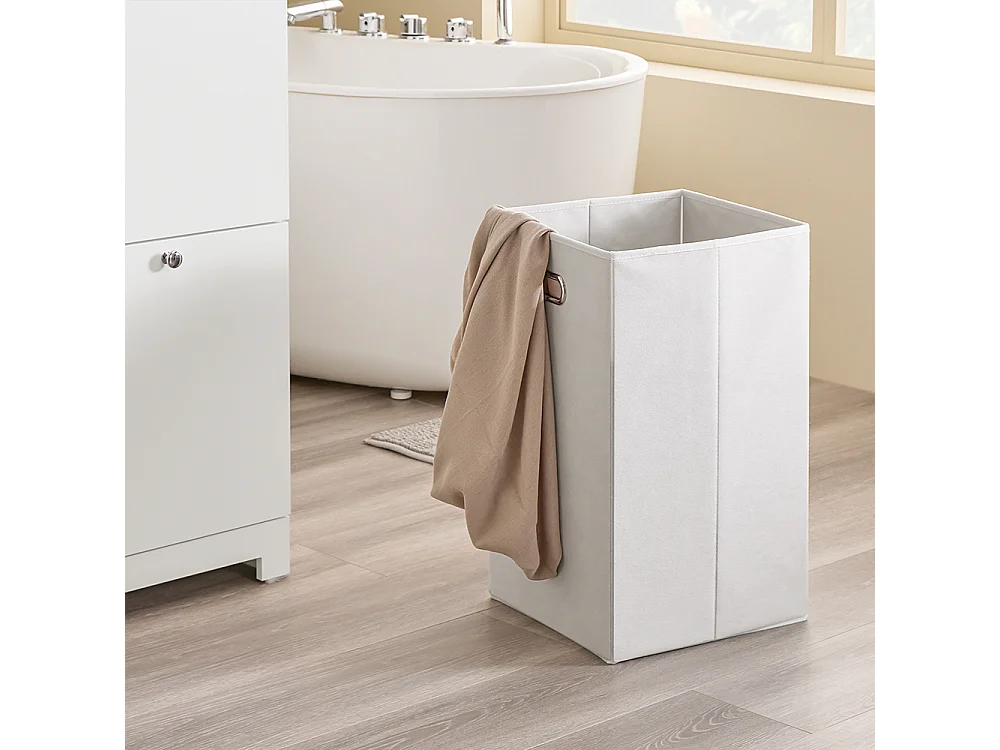 SoBuy Cesto para ropa sucia con 2 cajones Blanco 78x38x90cm Moderno BZR213-W