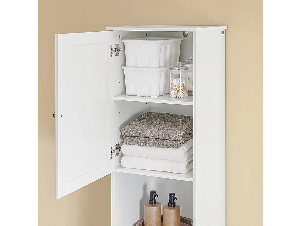 SoBuy Coluna de Banho com Uma Gaveta Branco 40x38x180cm Funcional BZR216-W