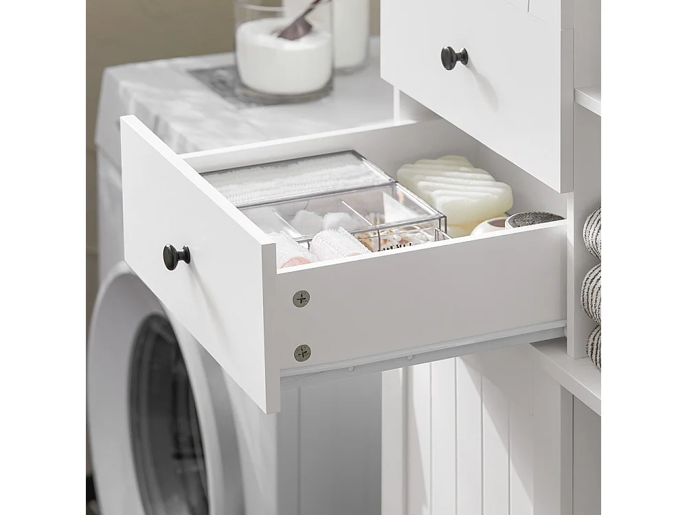 SoBuy Colonne de Salle de Bain 6 Étagères 2 Tiroirs Blanche