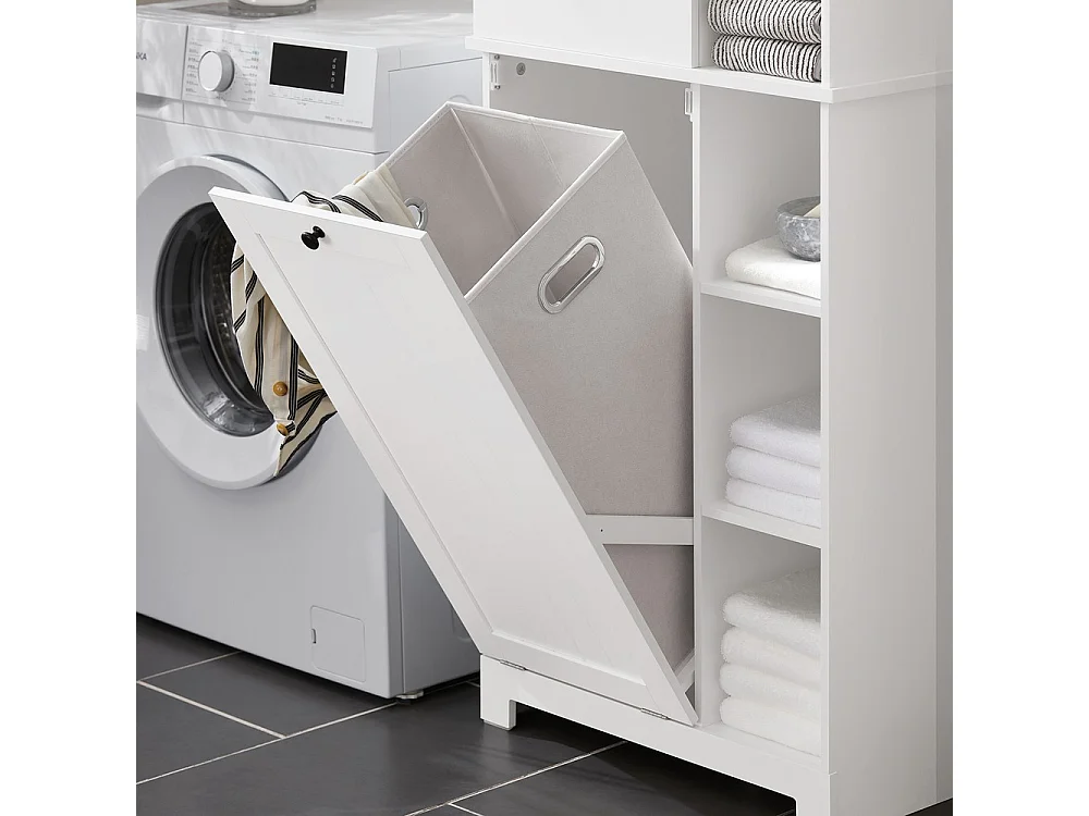 SoBuy Colonne de Salle de Bain 6 Étagères 2 Tiroirs Blanche