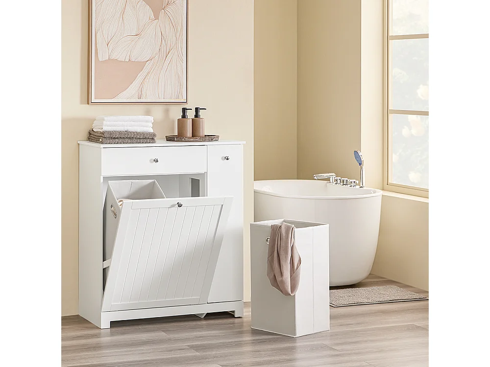 SoBuy Mobile portabiancheria con 1 cassetto Bianco 78x38x90.3cm Moderno BZR214-W