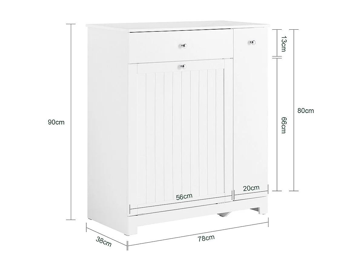 SoBuy Mobile portabiancheria con 1 cassetto Bianco 78x38x90.3cm Moderno BZR214-W