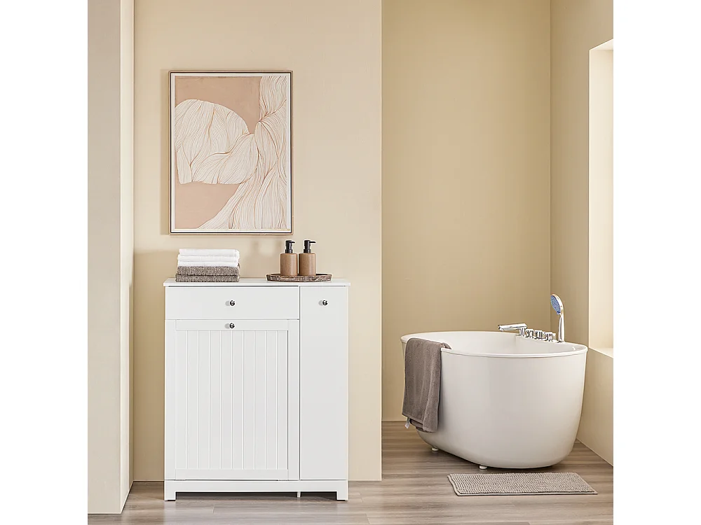 SoBuy Mobile portabiancheria con 1 cassetto Bianco 78x38x90.3cm Moderno BZR214-W