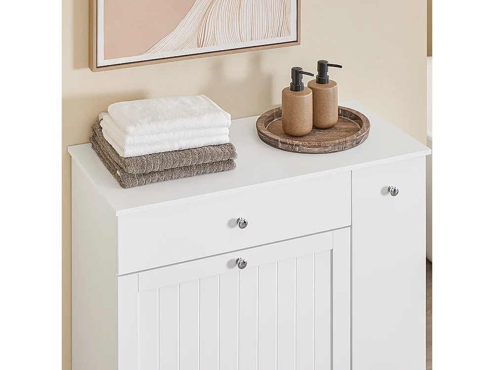 SoBuy Mobile portabiancheria con 1 cassetto Bianco 78x38x90.3cm Moderno BZR214-W