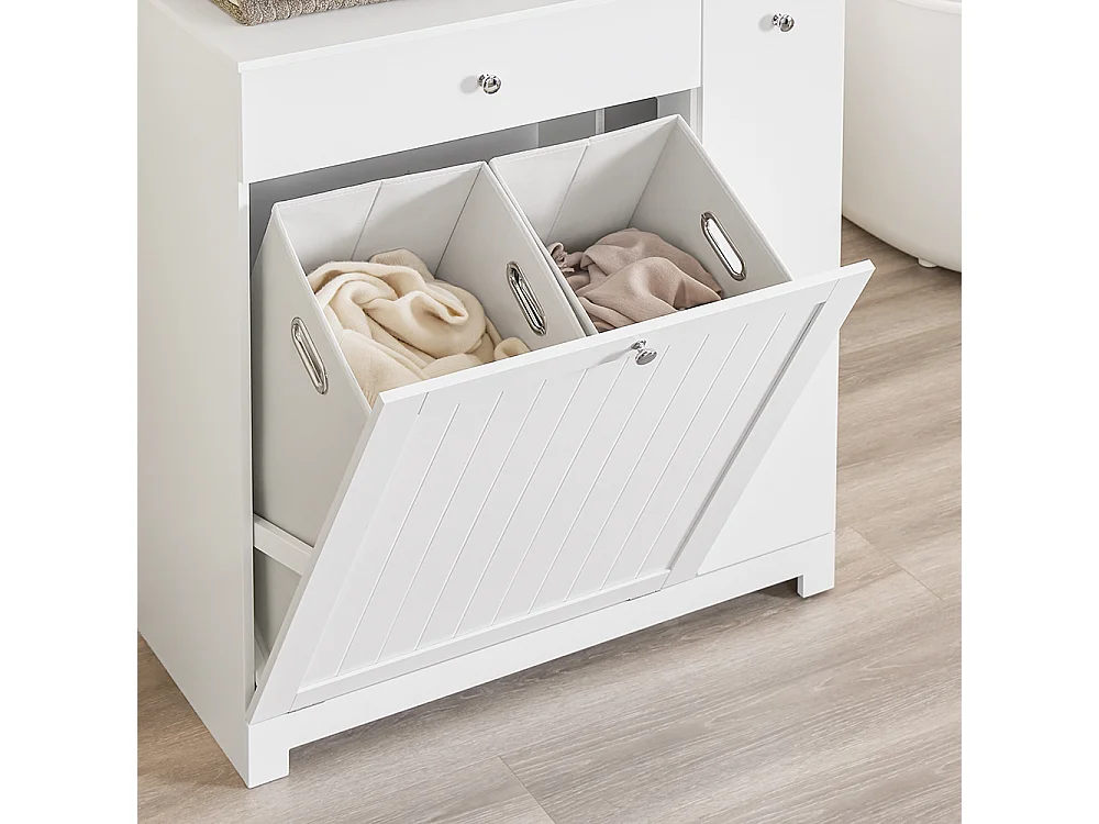 SoBuy Mobile portabiancheria con 1 cassetto Bianco 78x38x90.3cm Moderno BZR214-W