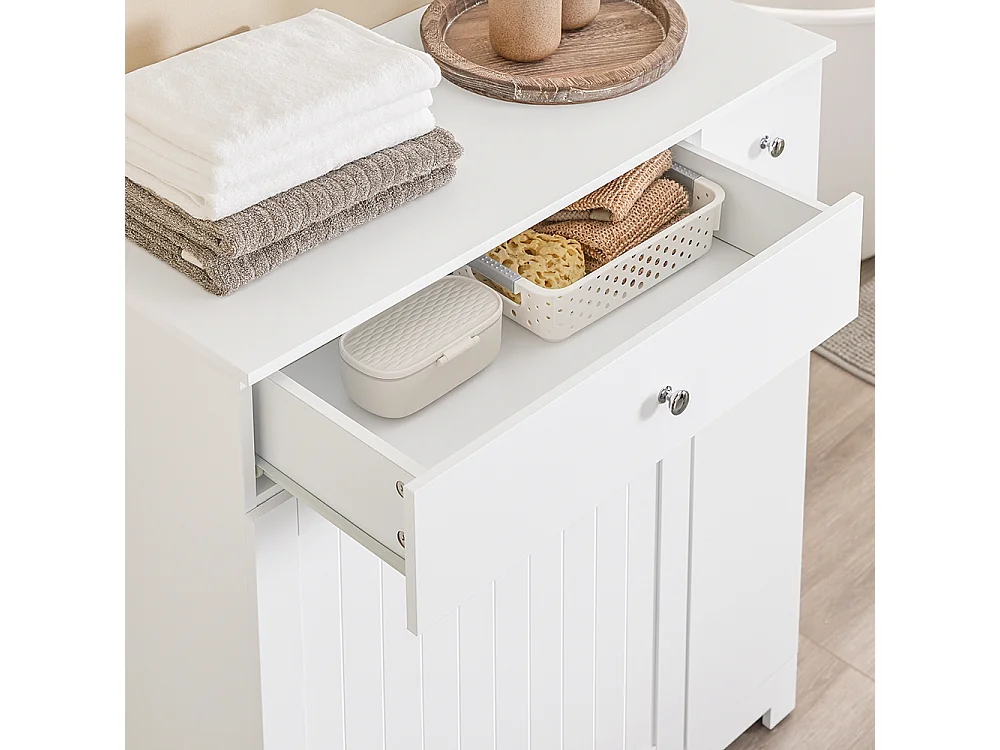 SoBuy Cesto para ropa sucia de un cajón Blanco 78x38x90.3cm Moderno BZR214-W