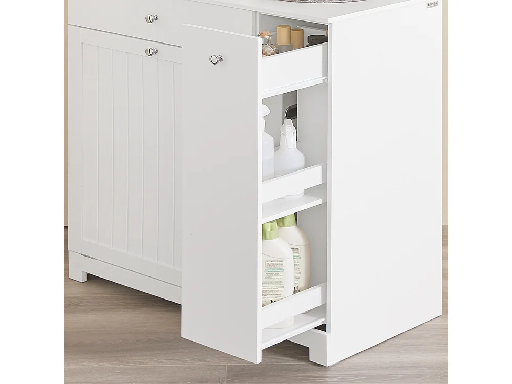 SoBuy Cesto para ropa sucia de un cajón Blanco 78x38x90.3cm Moderno BZR214-W