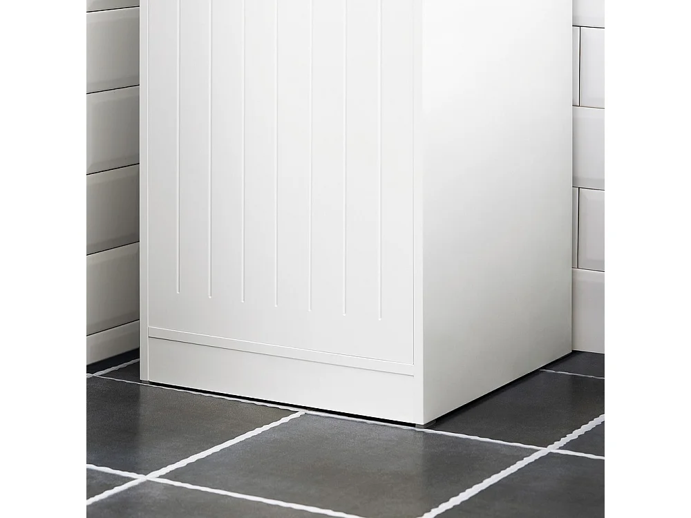 SoBuy Mueble de Baño con Cesta y Cajón - Armario de Madera Blanca