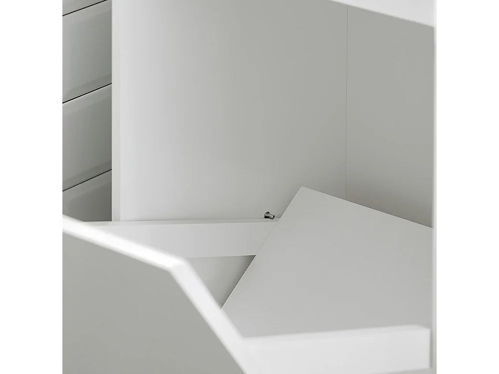 SoBuy Mueble de Baño con Cesta y Cajón - Armario de Madera Blanca