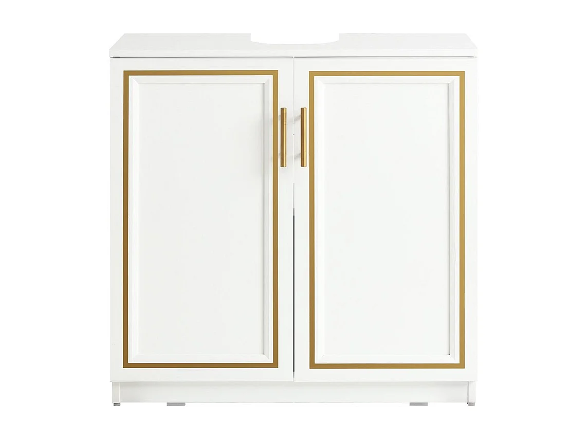 SoBuy Mueble Lavabo Baño 2 Puertas Blanco Armario Almacenamiento Suelo