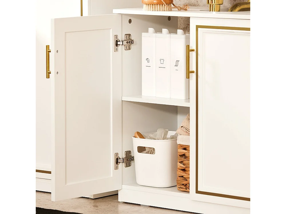 SoBuy Mueble Lavabo Baño 2 Puertas Blanco Armario Almacenamiento Suelo