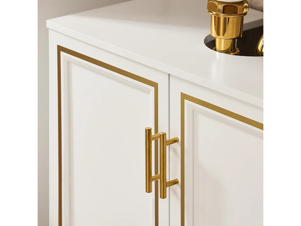 SoBuy Mueble Lavabo Baño 2 Puertas Blanco Armario Almacenamiento Suelo