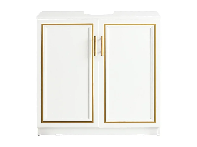 SoBuy Mueble Lavabo Baño 2 Puertas Blanco Armario Almacenamiento Suelo