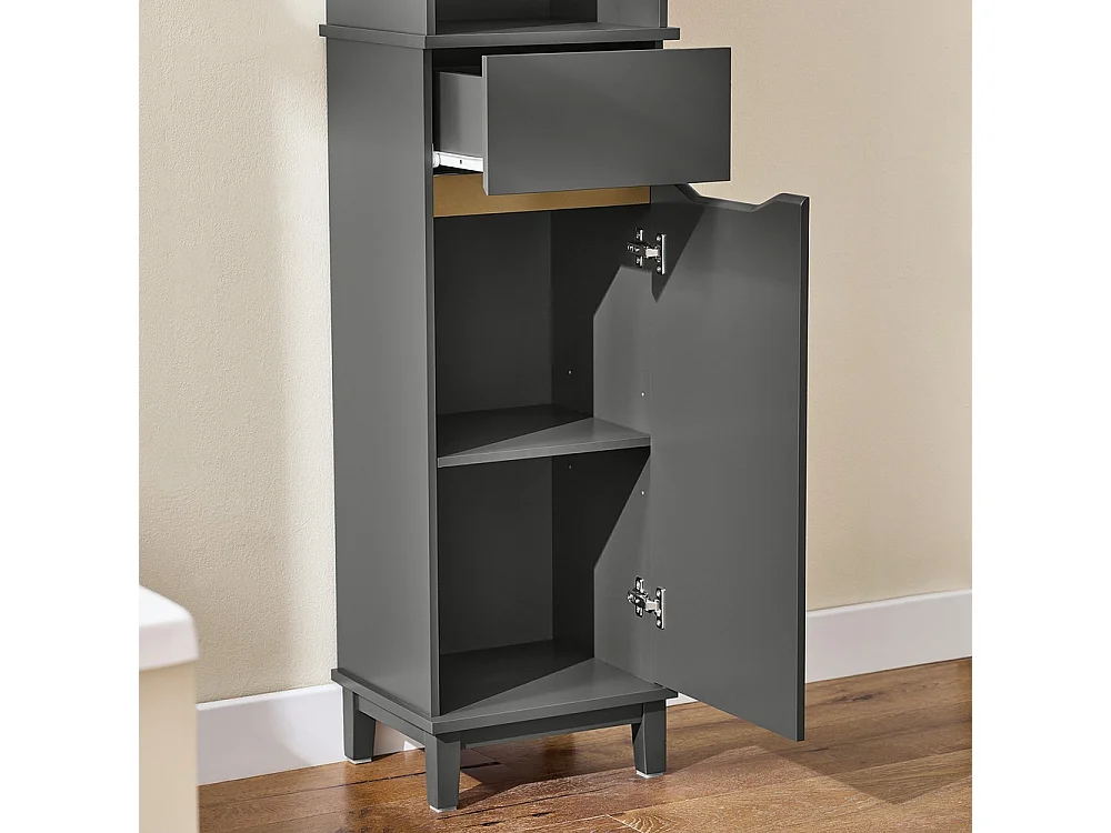 SoBuy Colonne de Rangement pour Salle de Bain avec 3 Étagères, Porte et Tiroir