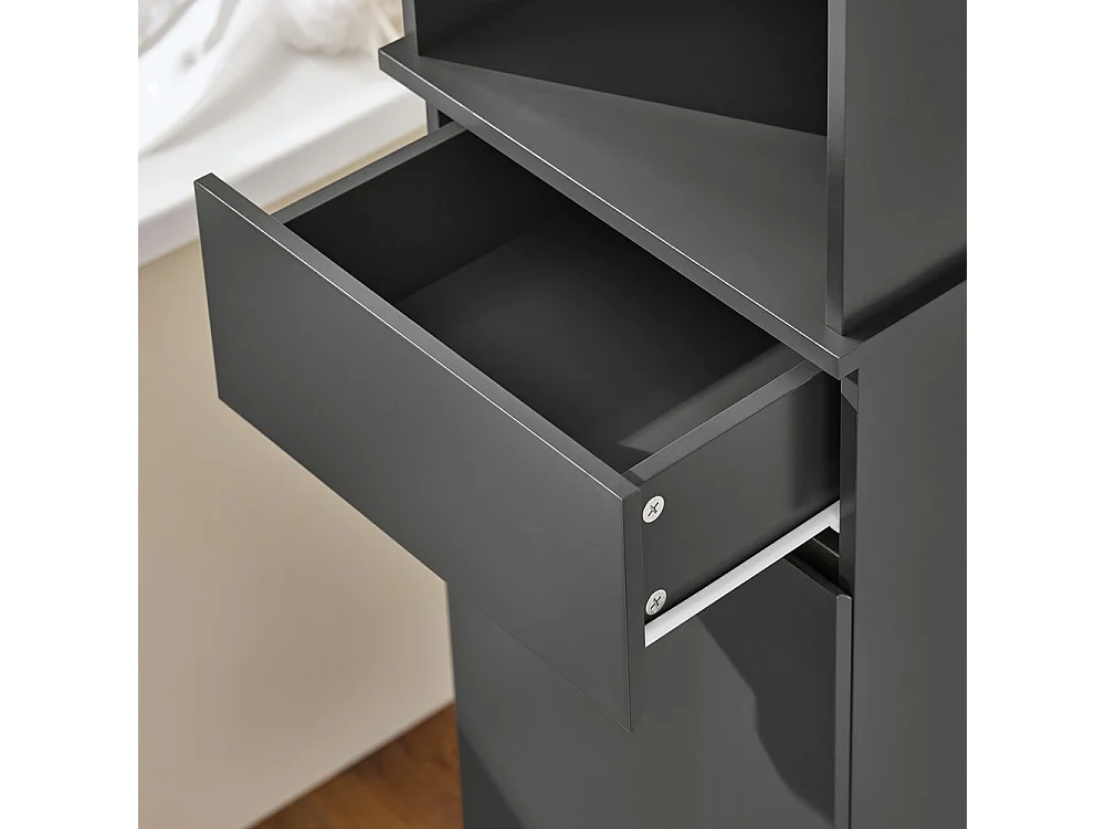 SoBuy Colonne de Rangement pour Salle de Bain avec 3 Étagères, Porte et Tiroir