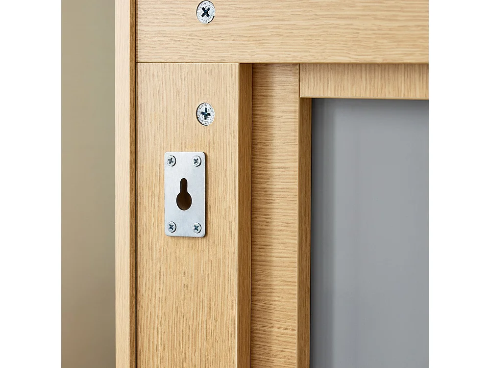 SoBuy Meuble Suspendu Lavabo avec Miroir Sous Vasque Lave-Mains, Couleur Bois