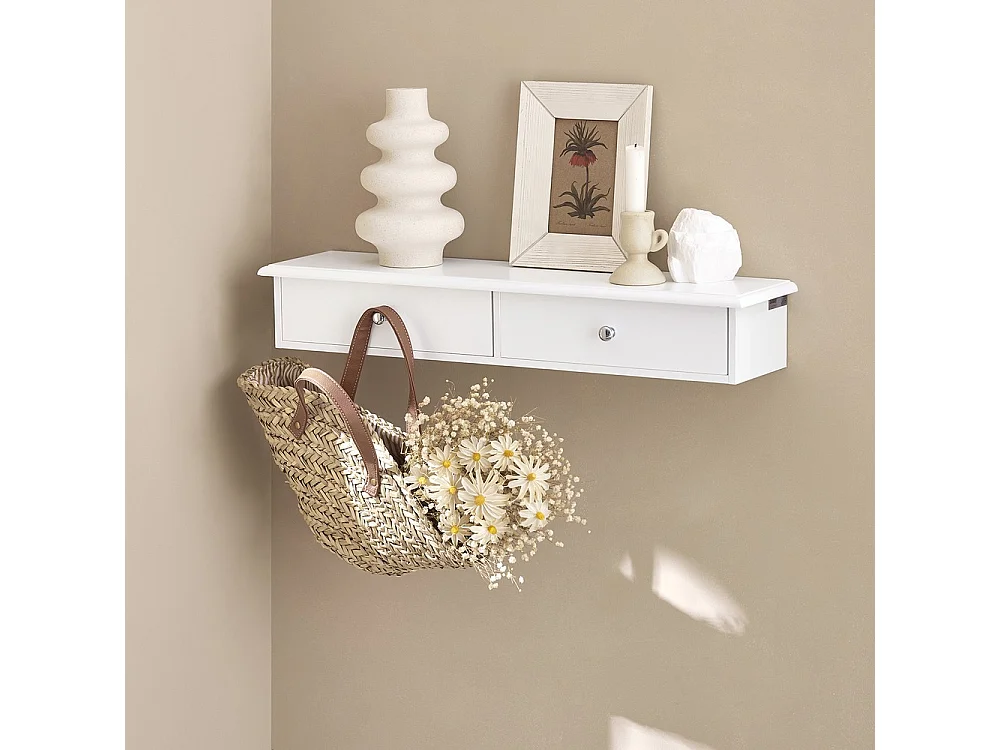 SoBuy Armário Suspenso Branco com Espelho de 43cm