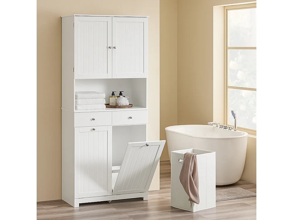 SoBuy Guarda-roupa com 2 Gavetas Branco 78x38x180.5cm Moderno BZR215-W