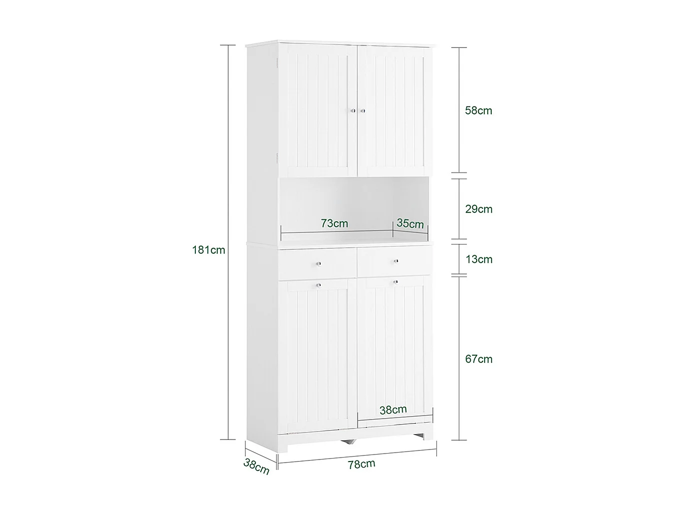 SoBuy Guarda-roupa com 2 Gavetas Branco 78x38x180.5cm Moderno BZR215-W