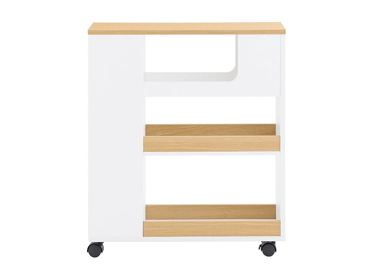 SoBuy Mueble de Baño con Ruedas para Papel Higiénico Blanco Natural