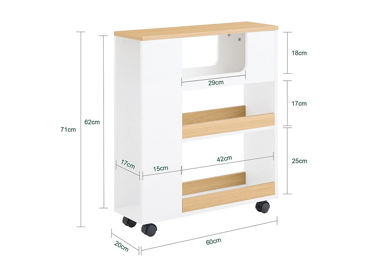 SoBuy Mueble de Baño con Ruedas para Papel Higiénico Blanco Natural