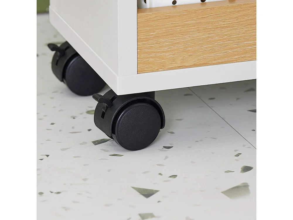 SoBuy Mueble de Baño con Ruedas para Papel Higiénico Blanco Natural