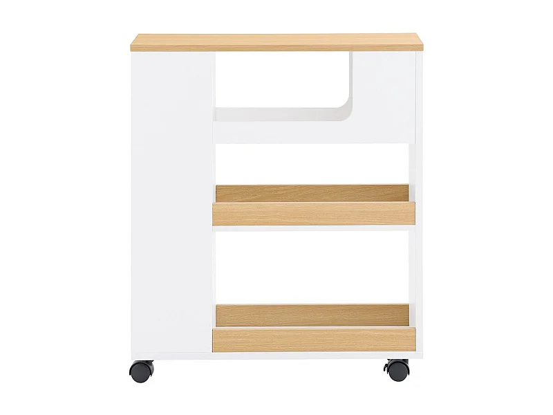 SoBuy Mueble de Baño con Ruedas para Papel Higiénico Blanco Natural