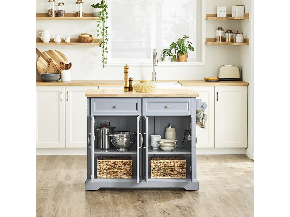 SoBuy Isla de Cocina con Dos Cajones 115x71x92.5cm Funcional FKW71-II-HG