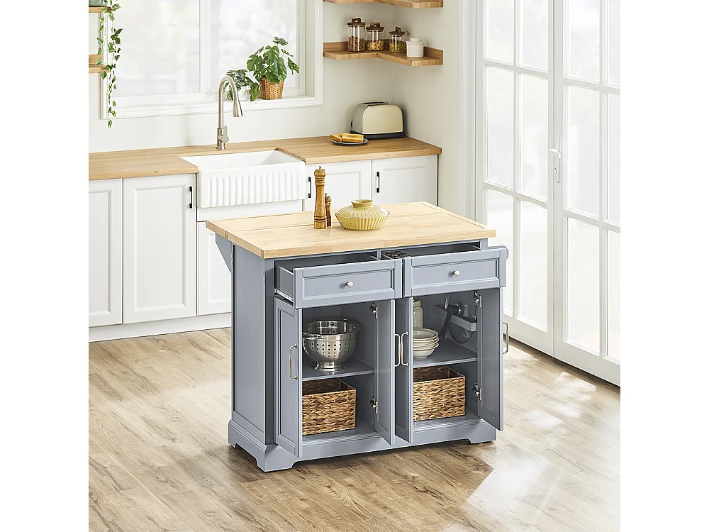 SoBuy Isla de Cocina con Dos Cajones 115x71x92.5cm Funcional FKW71-II-HG