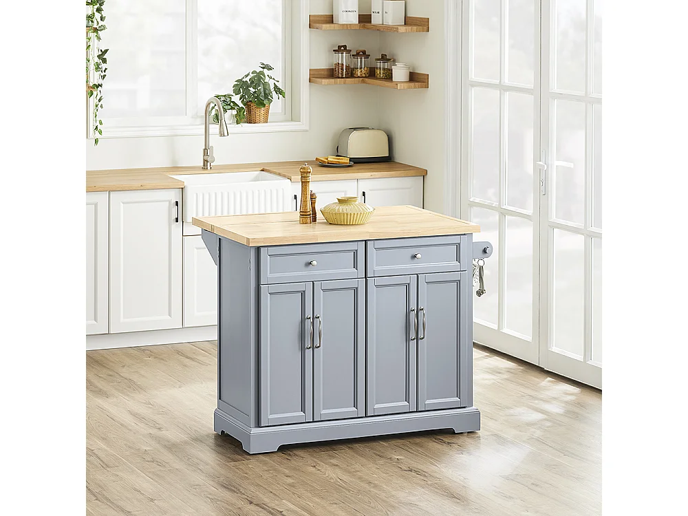 SoBuy Isla de Cocina con Dos Cajones 115x71x92.5cm Funcional FKW71-II-HG