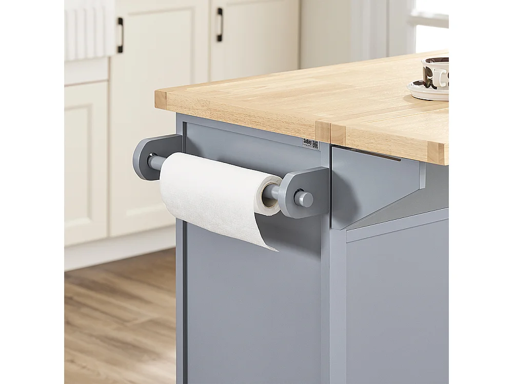 SoBuy Îlot de cuisine à deux tiroirs 115x71x92.5cm Fonctionnel FKW71-II-HG