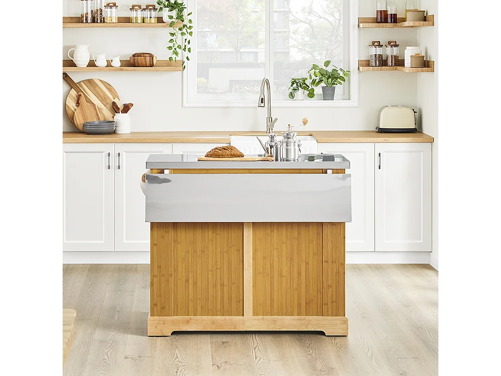 SoBuy Isla de Cocina con Dos Cajones 107x71x92.5cm Funcional FKW130-N