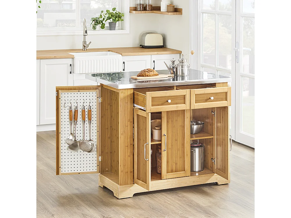 SoBuy Isla de Cocina con Dos Cajones 107x71x92.5cm Funcional FKW130-N