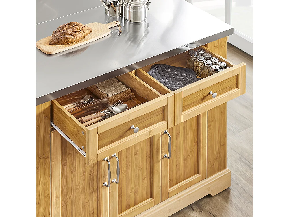 SoBuy Isla de Cocina con Dos Cajones 107x71x92.5cm Funcional FKW130-N