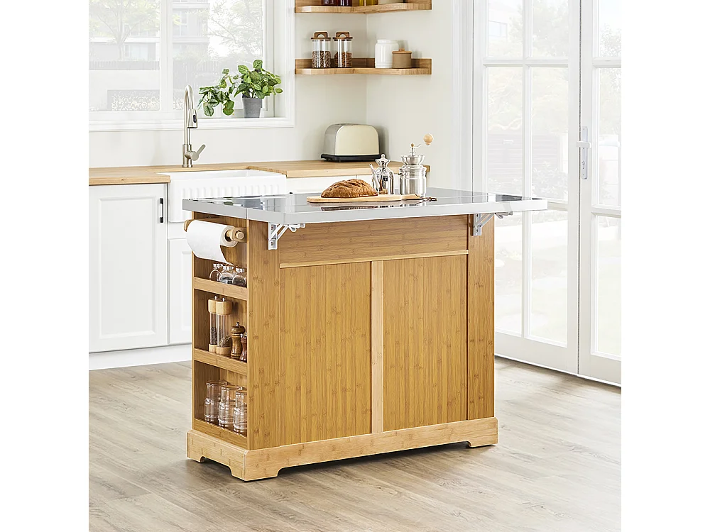 SoBuy Îlot de cuisine à deux tiroirs 107x71x92.5cm Fonctionnel FKW130-N