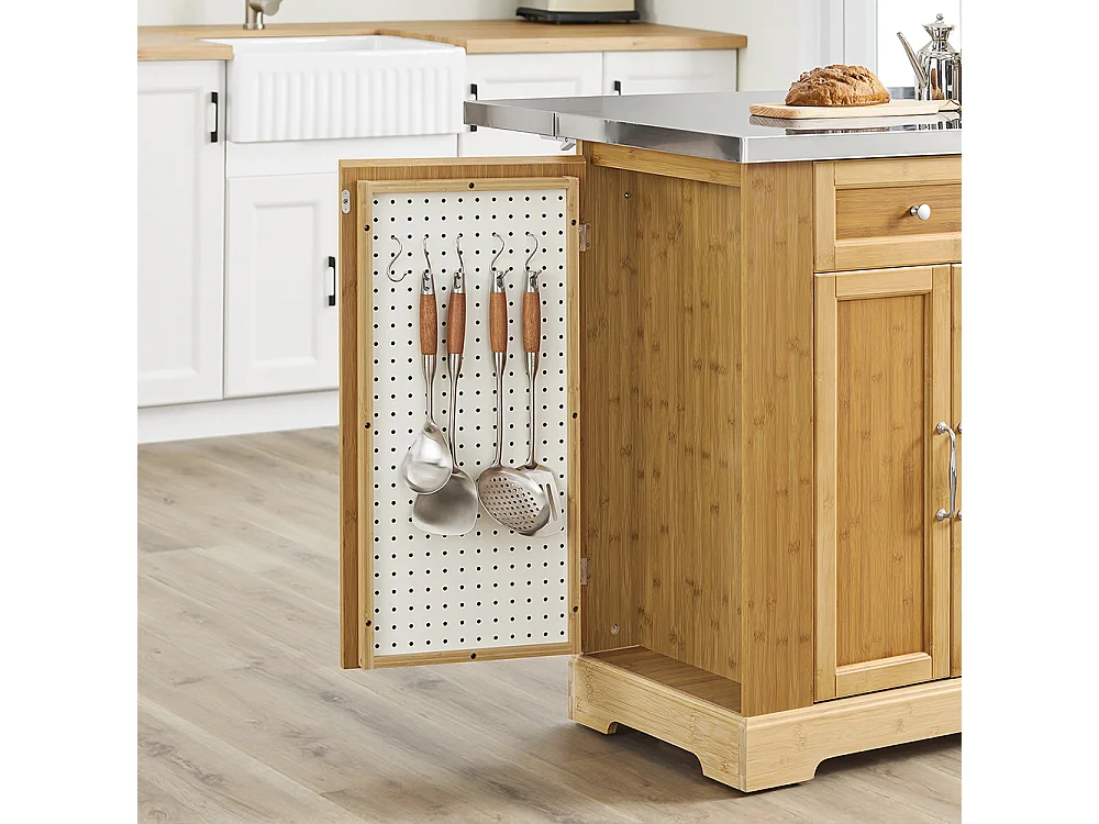 SoBuy Îlot de cuisine à deux tiroirs 107x71x92.5cm Fonctionnel FKW130-N