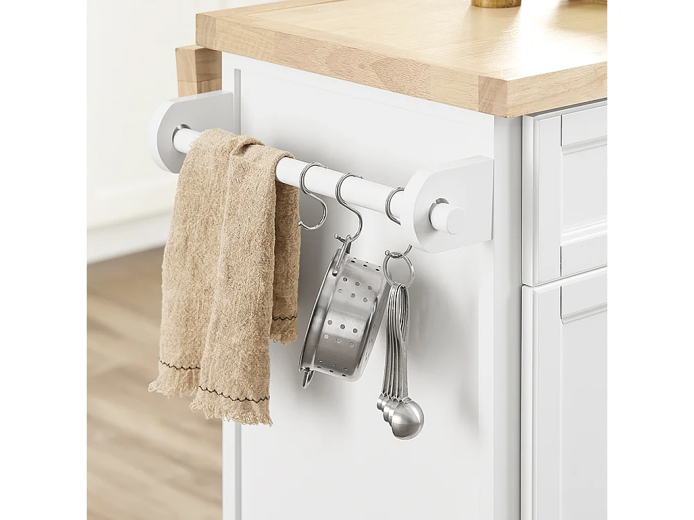 SoBuy Ilha de Cozinha com Dois Gavetões Branco 115x71x92.5cm Vintage FKW71-II-NW