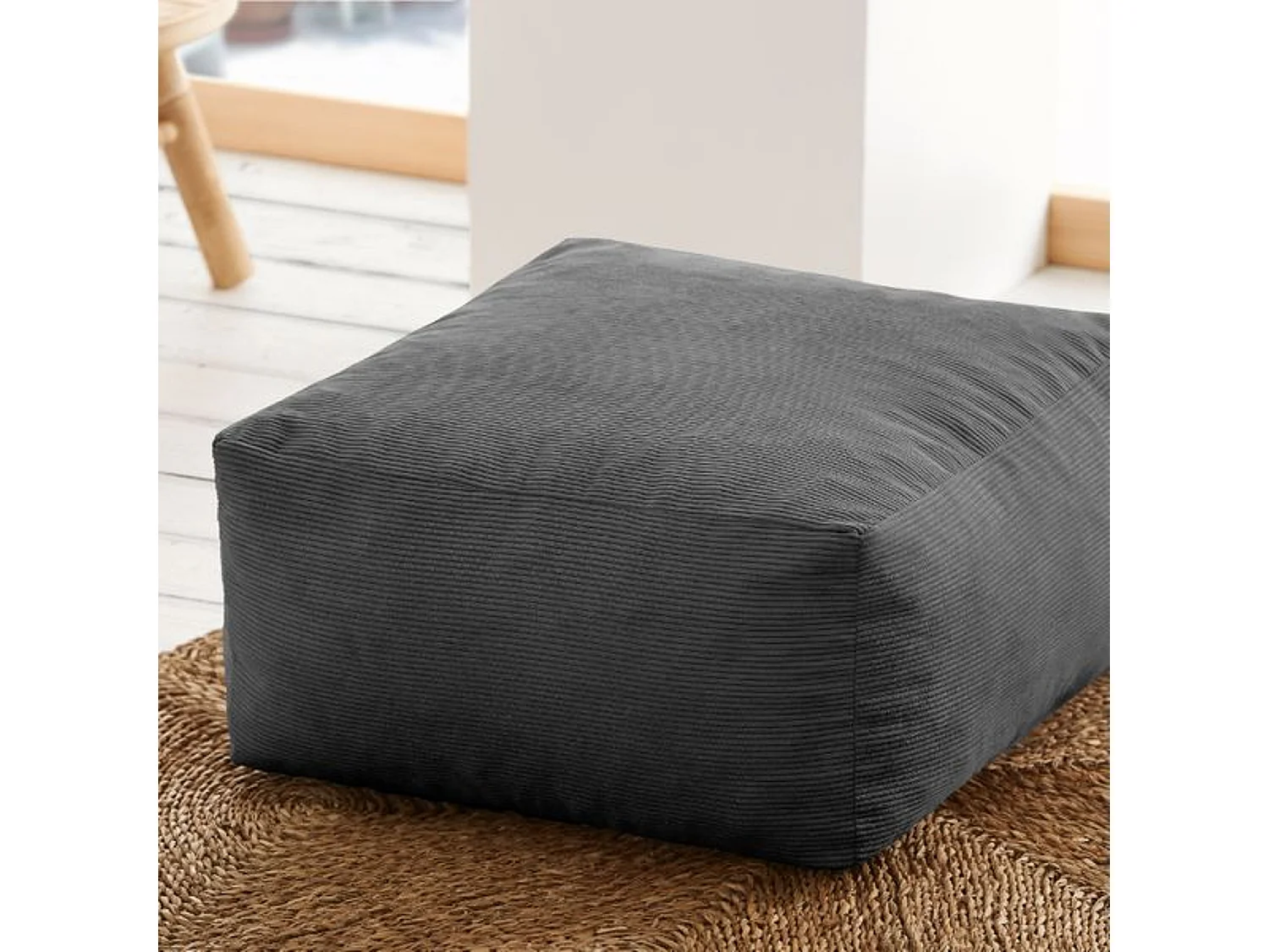 Pouf carré 50x50 cm en velours gris - SACASA