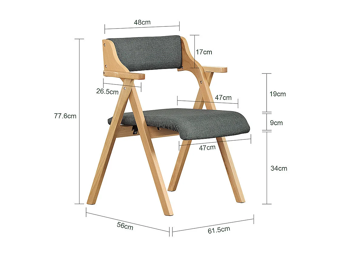 SoBuy Opvouwbare stoel Donkergrijs 61.5x56x77.6cm Functioneel FST98-SG