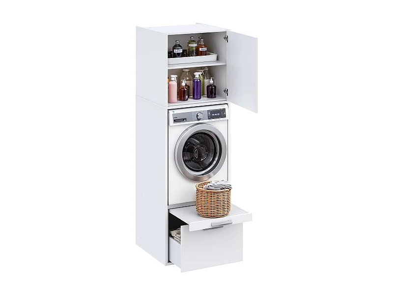 Meuble armoire pour machine à laver avec meuble haut T-BATH 67,2x208cm blanc