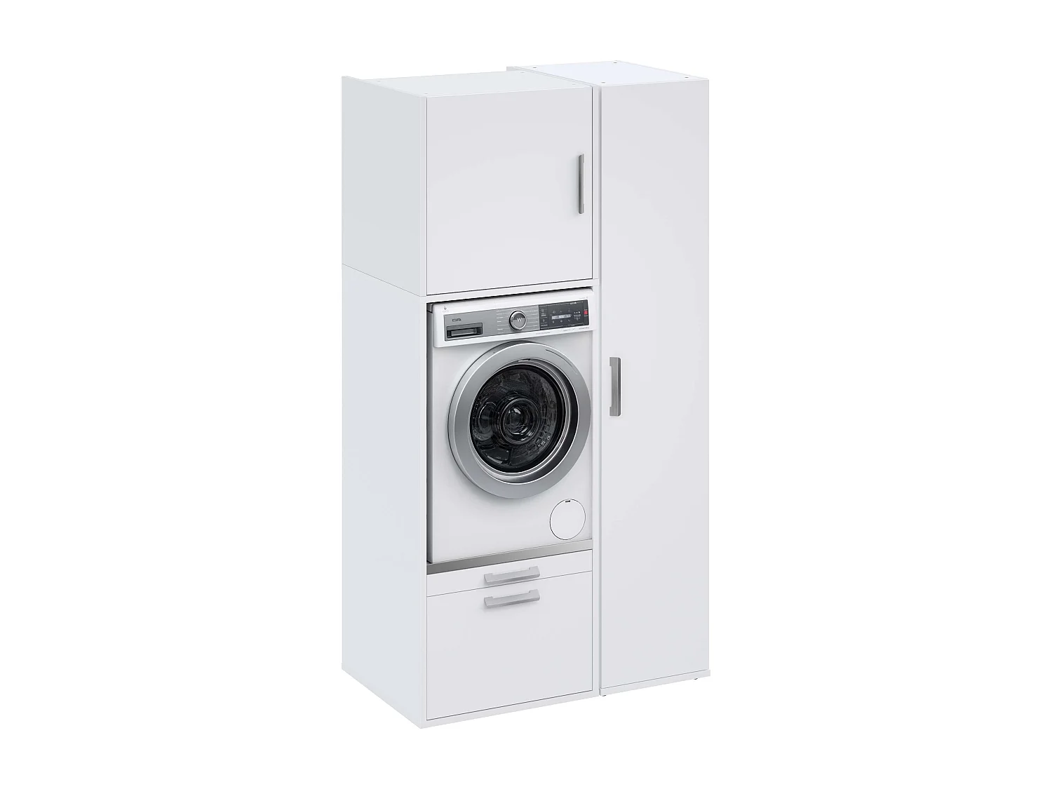 Ensemble de rangements avec meuble armoire pour machine à laver T-BATH 110,7x208cm blanc