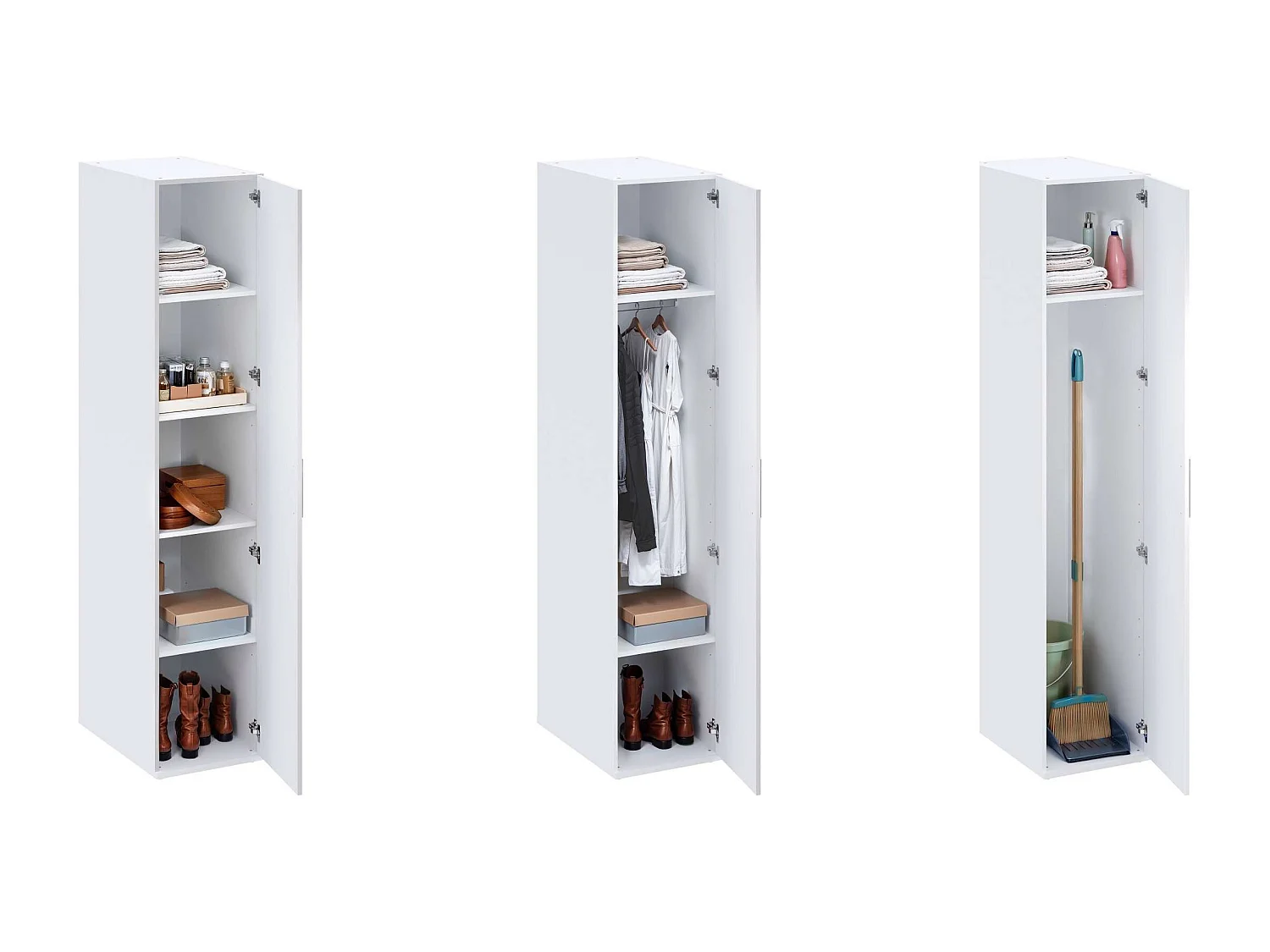 Ensemble de rangements avec meuble armoire pour machine à laver T-BATH 110,7x208cm blanc