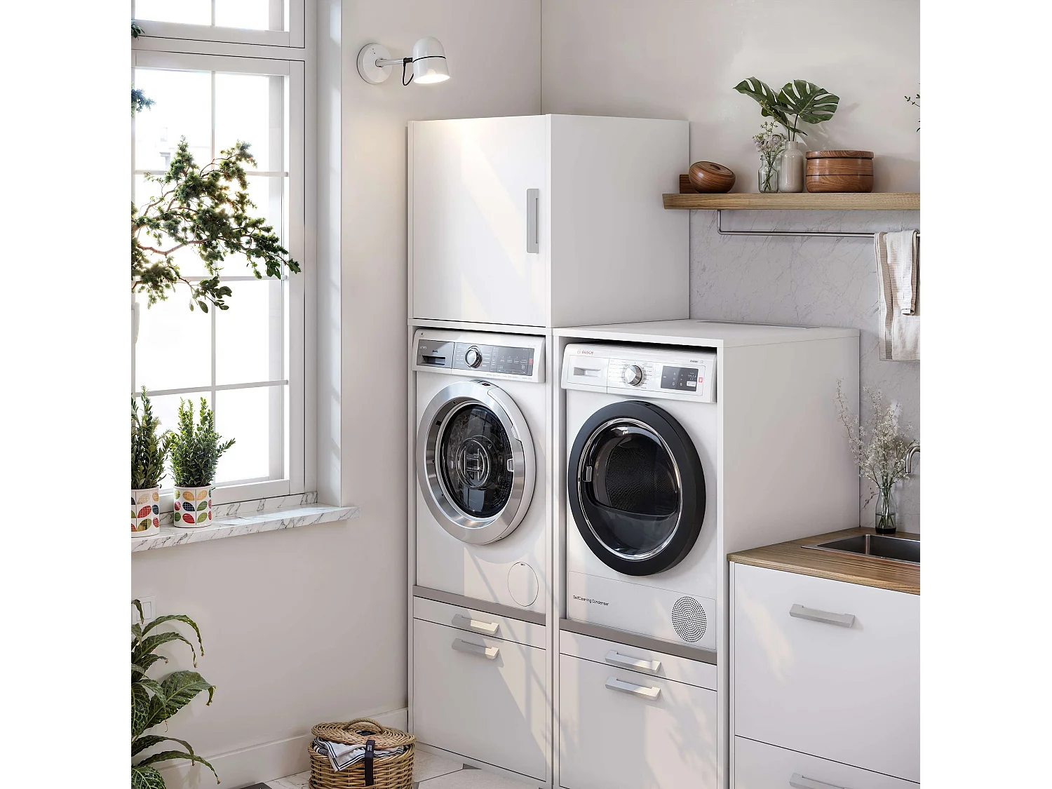 Meuble haut pour armoire pour machine à laver T-BATH 67x65x66 cm blanc