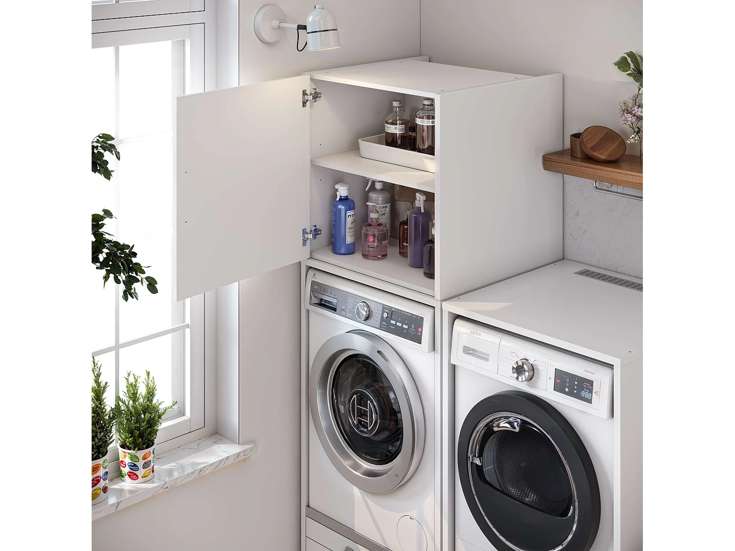 Meuble haut pour armoire pour machine à laver T-BATH 67x65x66 cm blanc