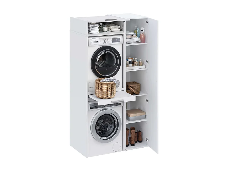 Ensemble de rangements avec armoire colonne de lavage T-BATH 110,7x208cm blanc