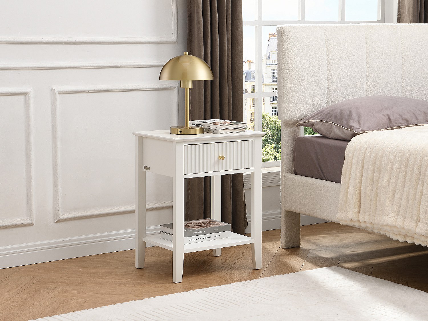 Nachttisch 2er-Set 1 Schublade & 1 Ablage – MDF – Weiß – NIRIVA günstig online kaufen