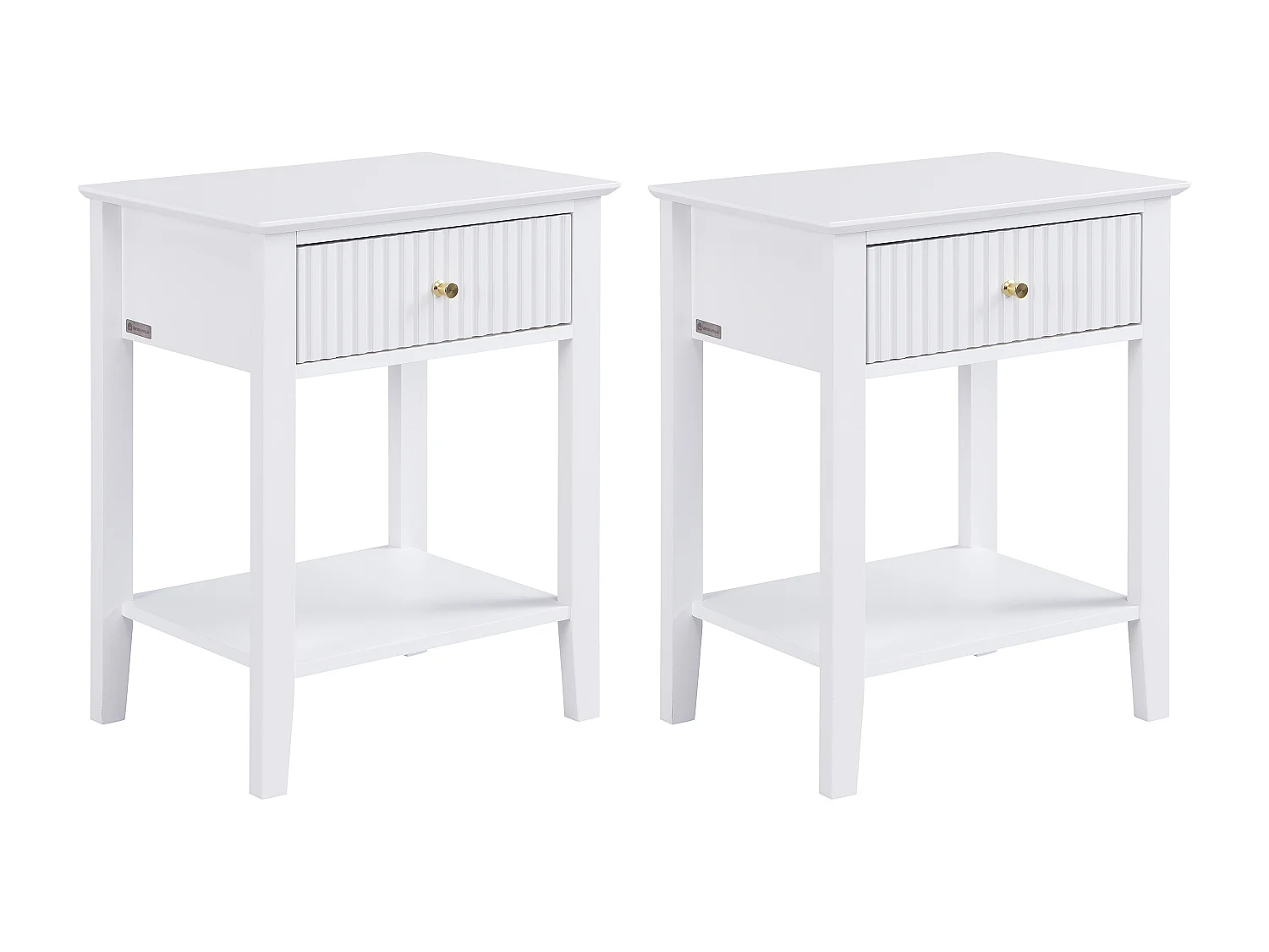 Lot de 2 tables de chevet 1 tiroir et 1 tablette - MDF - Blanc - NIRIVA