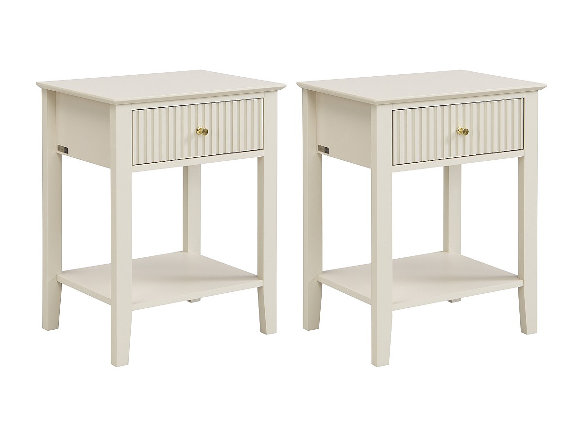 Nachttisch 2er-Set 1 Schublade & 1 Ablage – MDF – Beige – NIRIVA günstig online kaufen